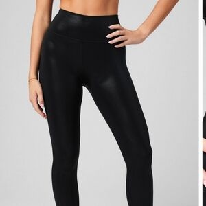 Fabletics Motion365 Shine Black Faux Leather High Waist Leggings XL